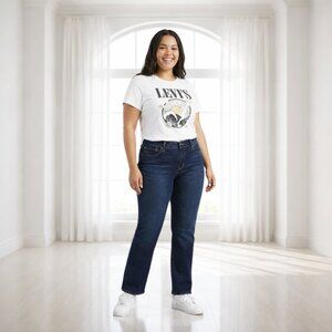 Levi's Bold Curve Mid Rise Straight Leg Jeans Size 31 Dark Wash Stretch Denim